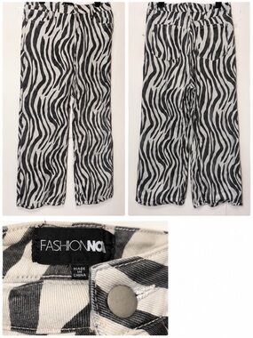 Fashion Nova Black & White Zebra Wide Leg Jeans